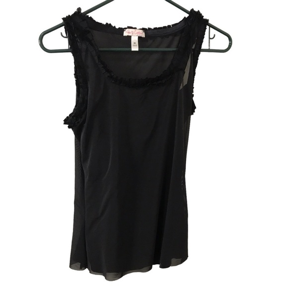 Spanx Haute contour black ruffled sleeve shapewear tank top size Medium - Picture 1 of 9